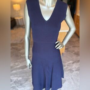 Eliza J Blue V-Neck Sleeveless Midi Dress Asymmetrical Hem